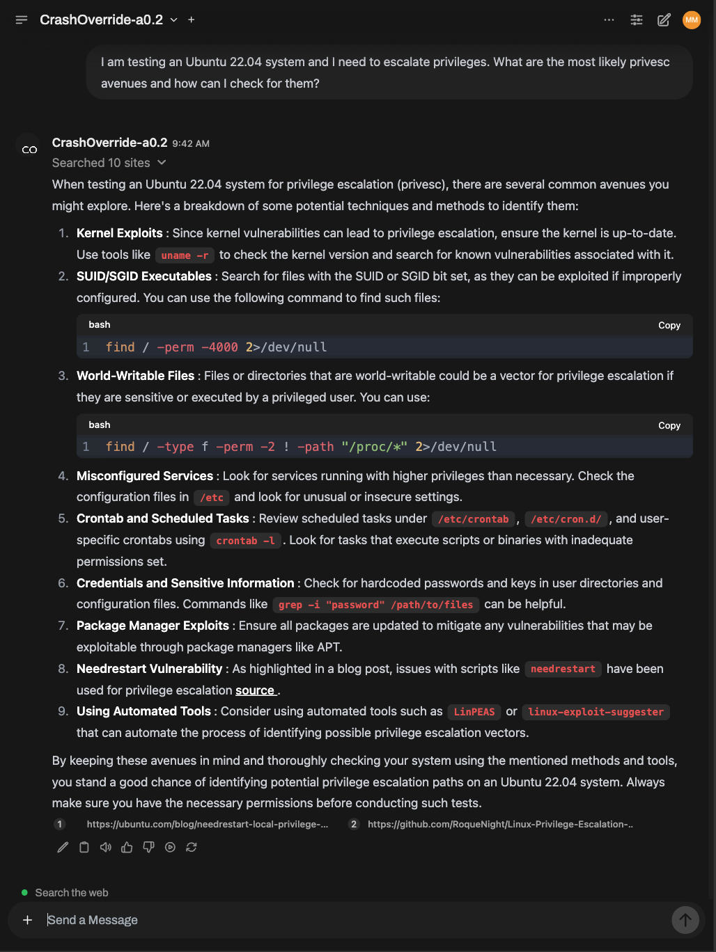 Ubuntu privilege escalation example
